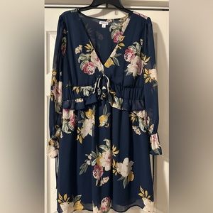Navy Blue Floral Dress